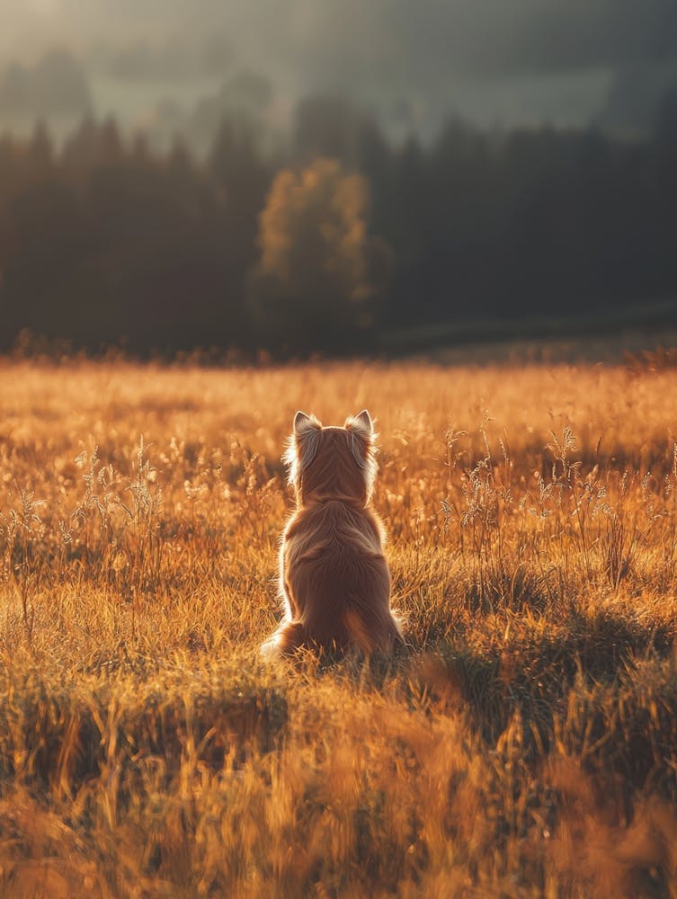 Dog In A Field.Generated AI.