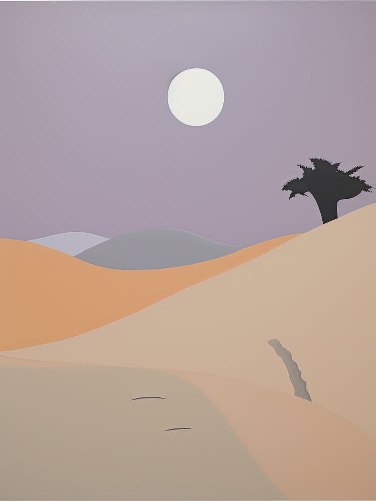Karakum-Wüste Asien (Turkmenistan), Zeitgenössische Abstrakte Illustration 1