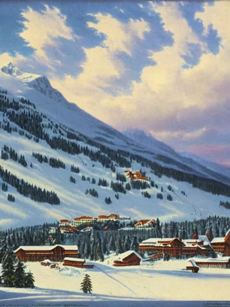 Le Grand Bornand, France Ski Resort Vintage Landscape 2 Skiing Poster