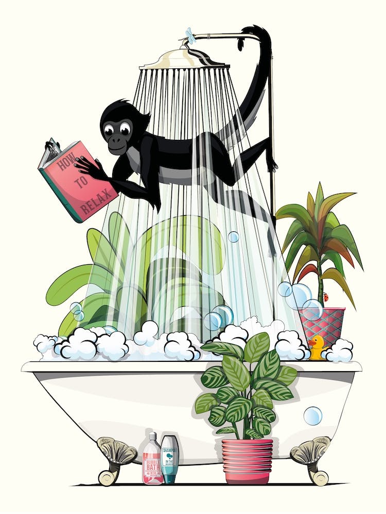 Monkey Having A Shower