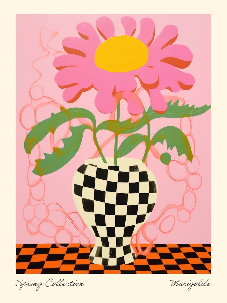 Spring Collection Marigolds Flower Vase 2