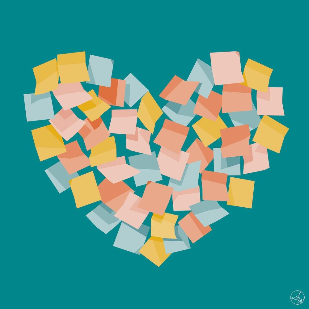 Carré Cœur en Post-it