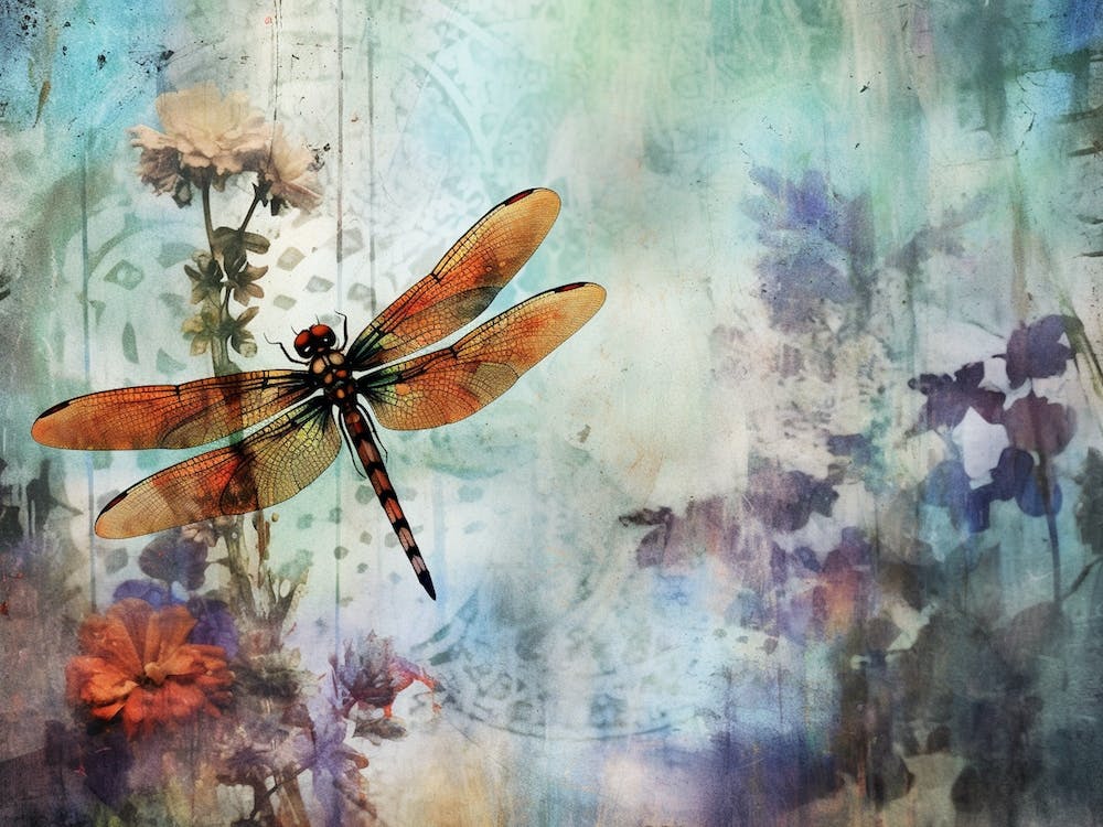 Dragonfly Illustration Botanical 1