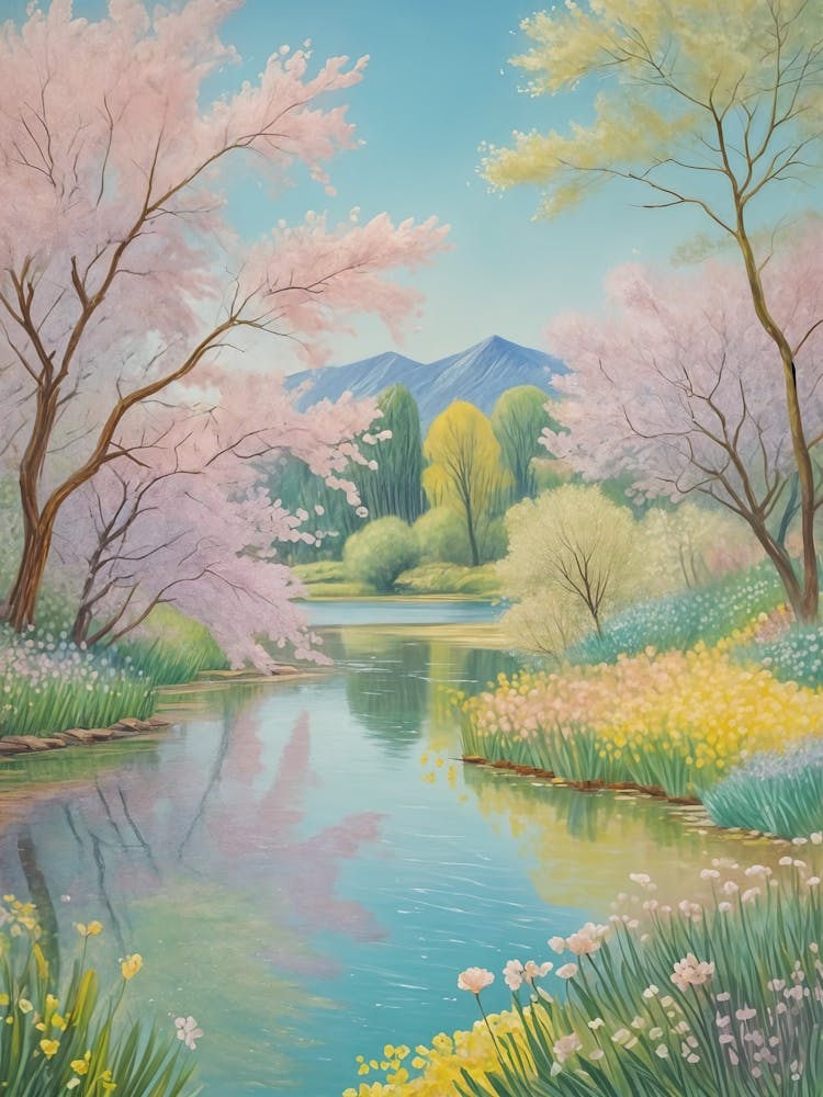 Sakura Blossoms By The Lake