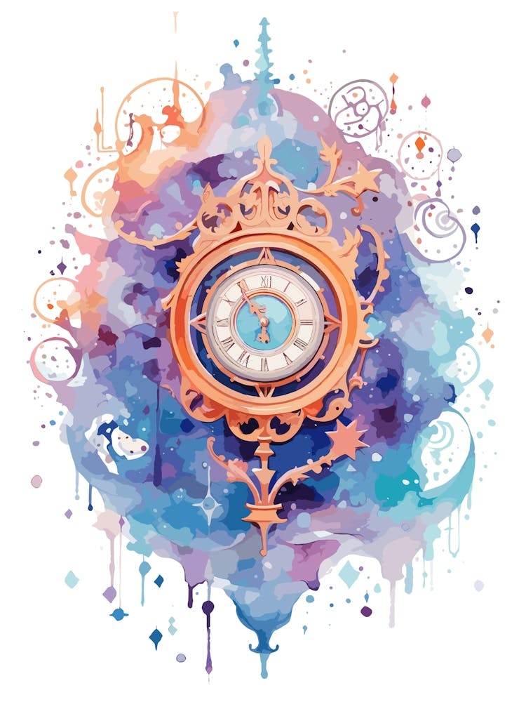 Watercolour Space Clock Celestial 2