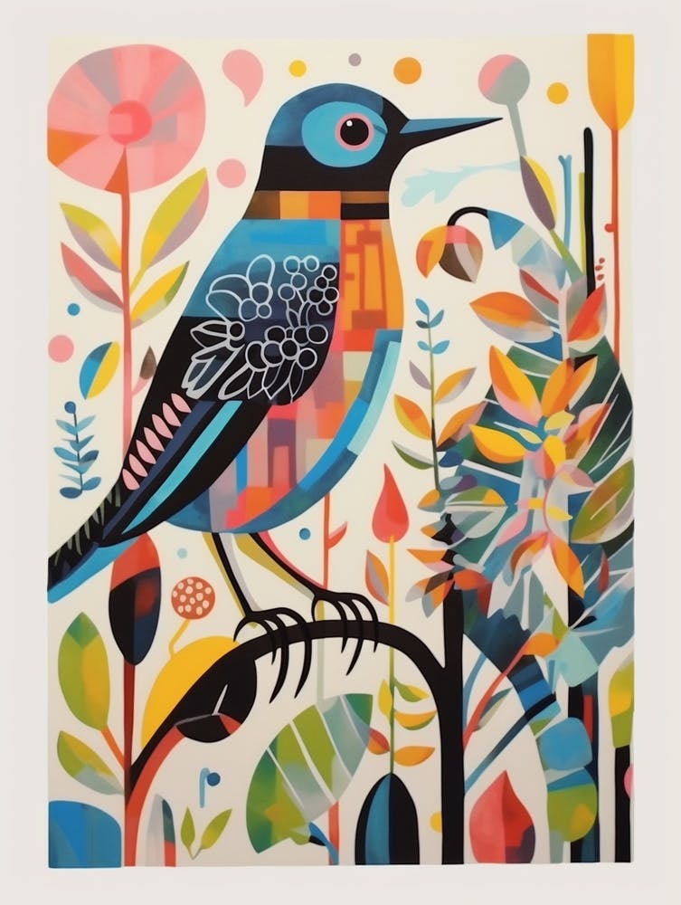 Colourful Scandi Bird Hermit Thrush 4