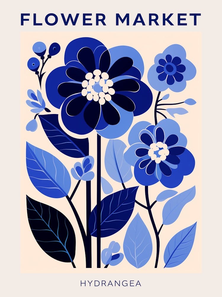 Blue Flower Market Poster Hydrangea 3