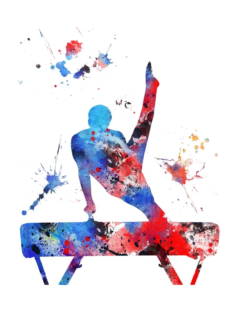 Gymnastics Horse Balance Male Watercolor
