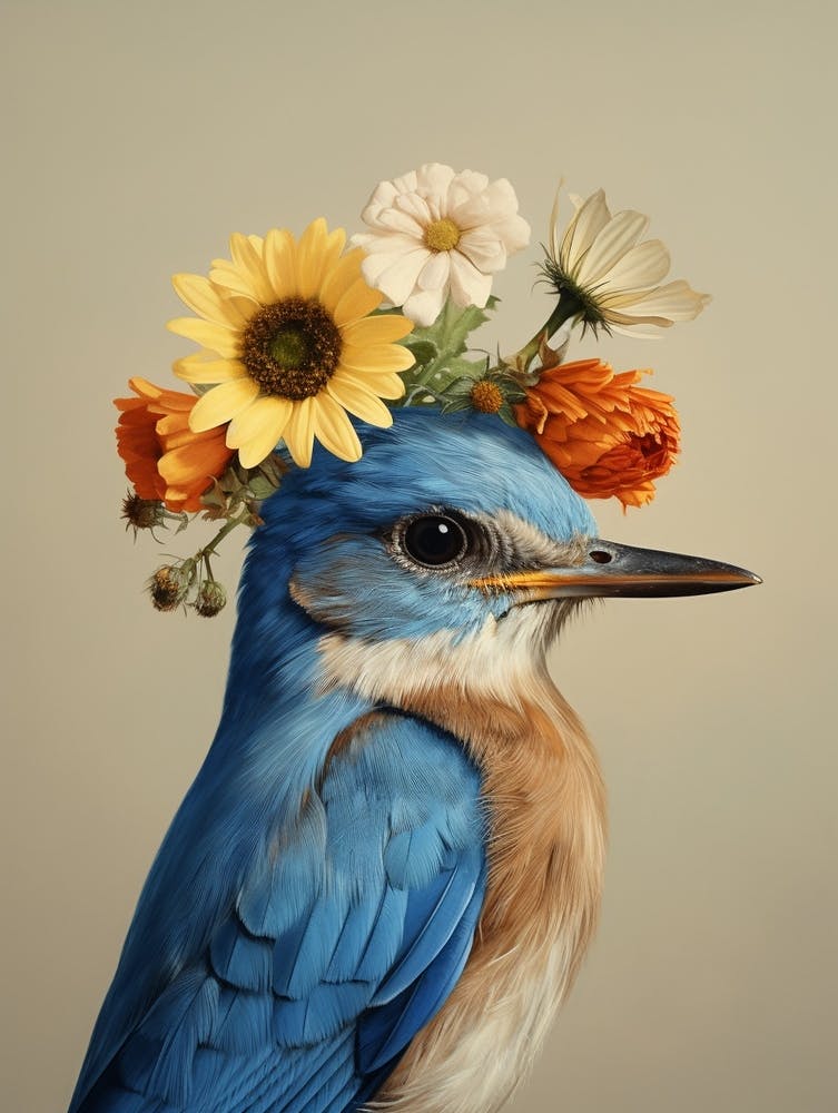 Bird With A Flower Crown Eastern Bluebird 3