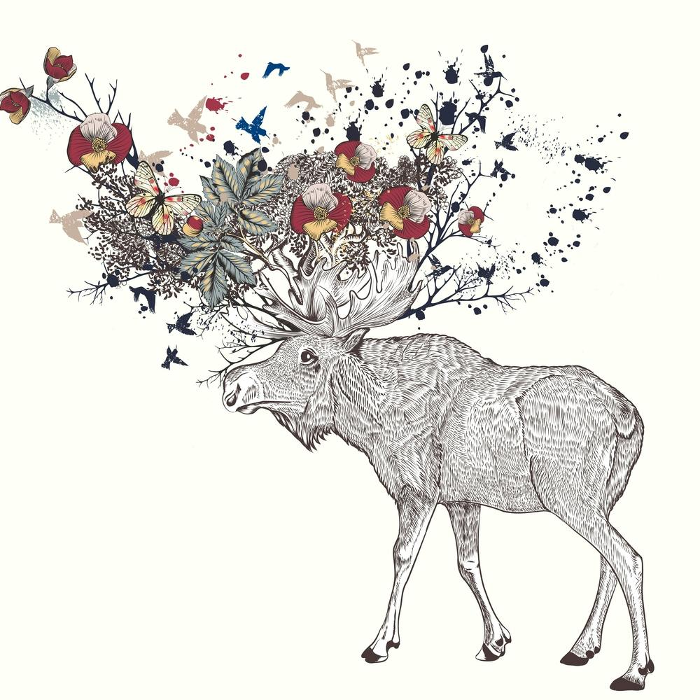 Moose With Flowers
