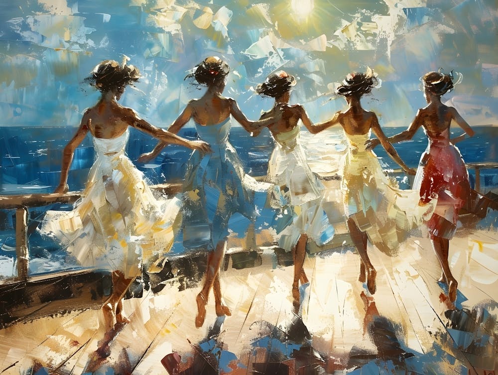 Girls Dancing On Boardwalk