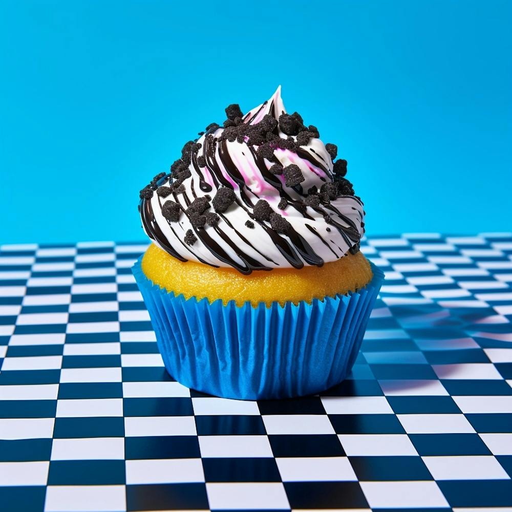 Cupcake Blue Checkerboard 3