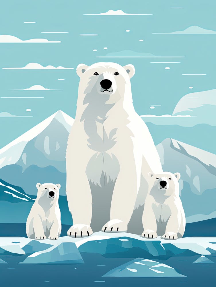 Arctic Symphony; Polar Bear Family Portrait