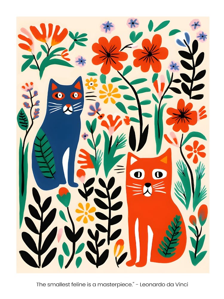 Boho Cats In The Garden Matisse Inspired