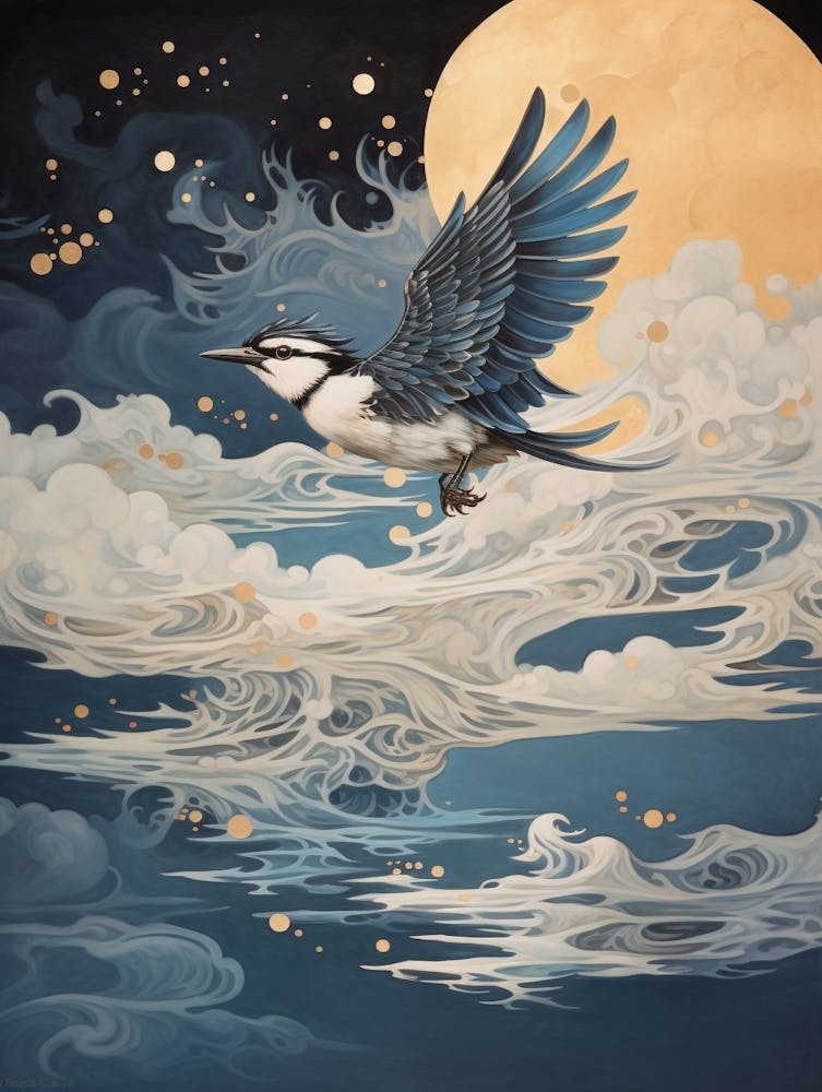 Blue Jay 3 Gold Detail Painting