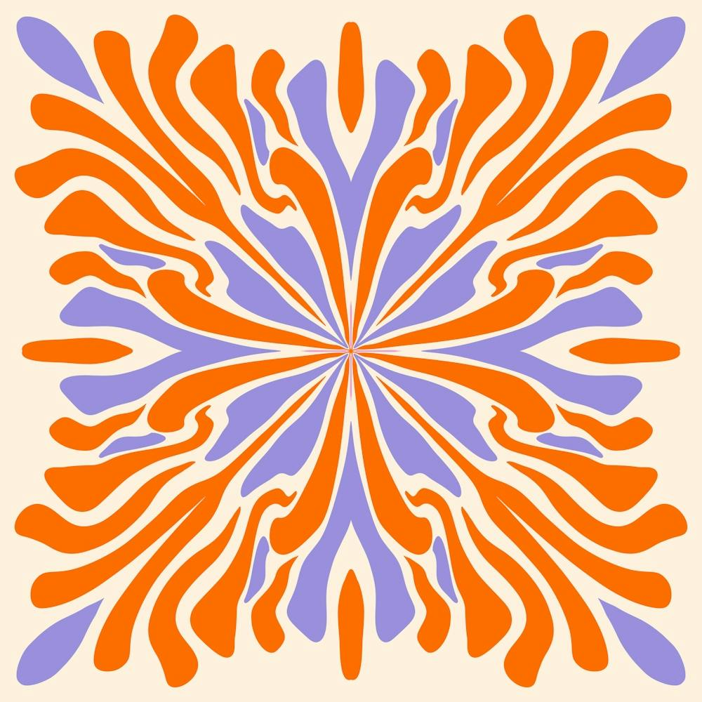 Abstract liquid petals - violet and orange
