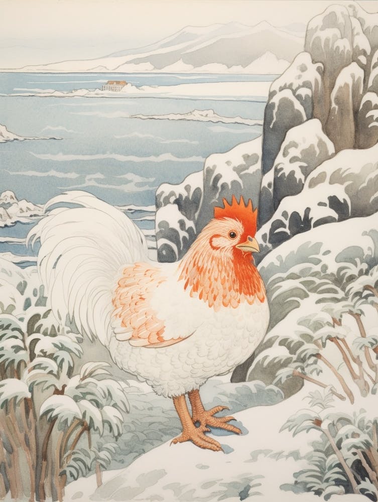 Winter Bird Painting Chicken 1
