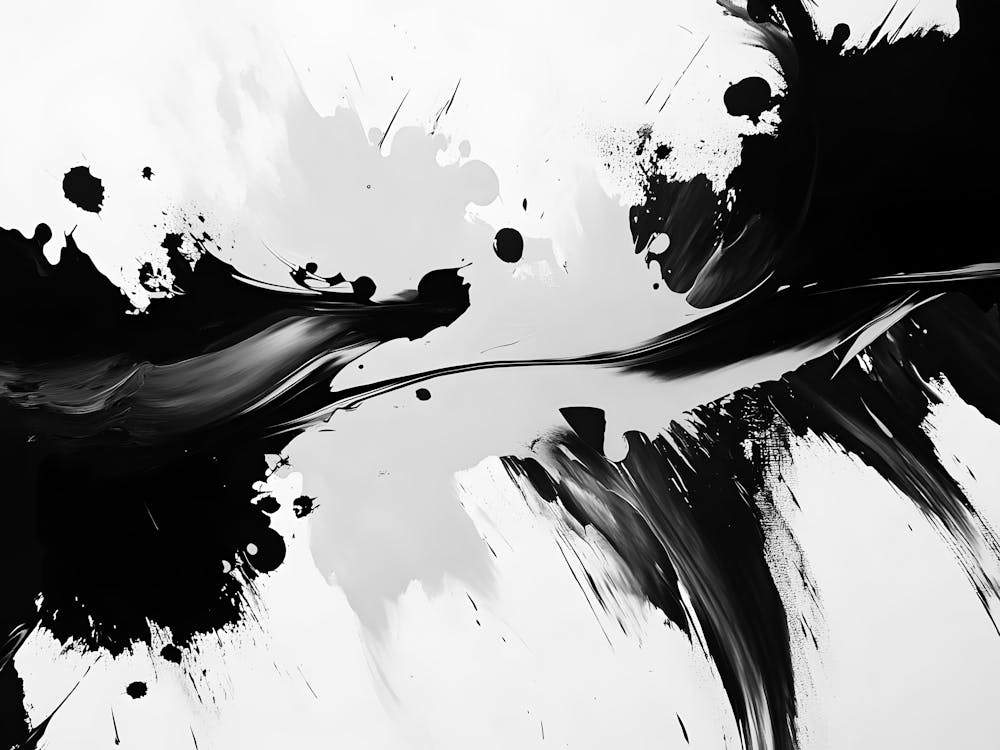 Abstract Black And White Painting 18