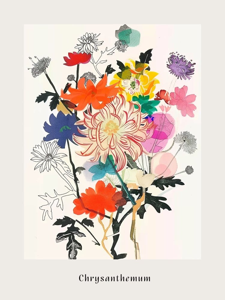 Chrysanthemum 1 Collage Flower Bouquet Poster