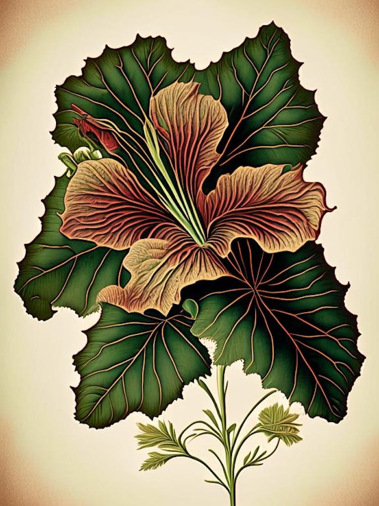Hibiscus Leaf Vintage Botanical 3