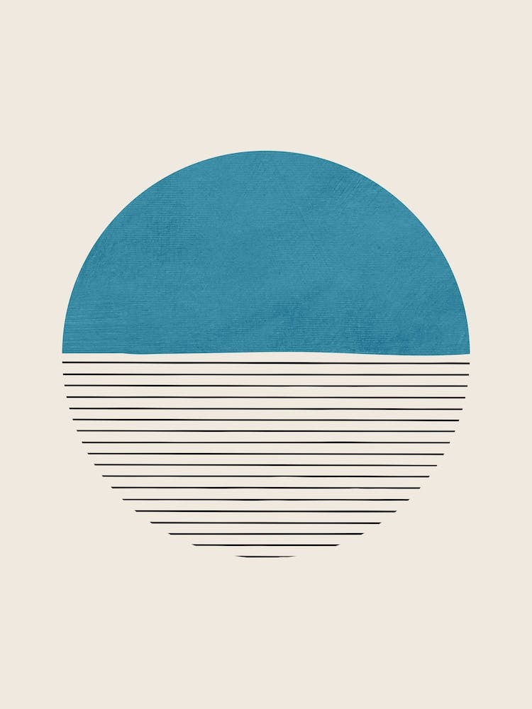 Minimalist Lines Circle Blue