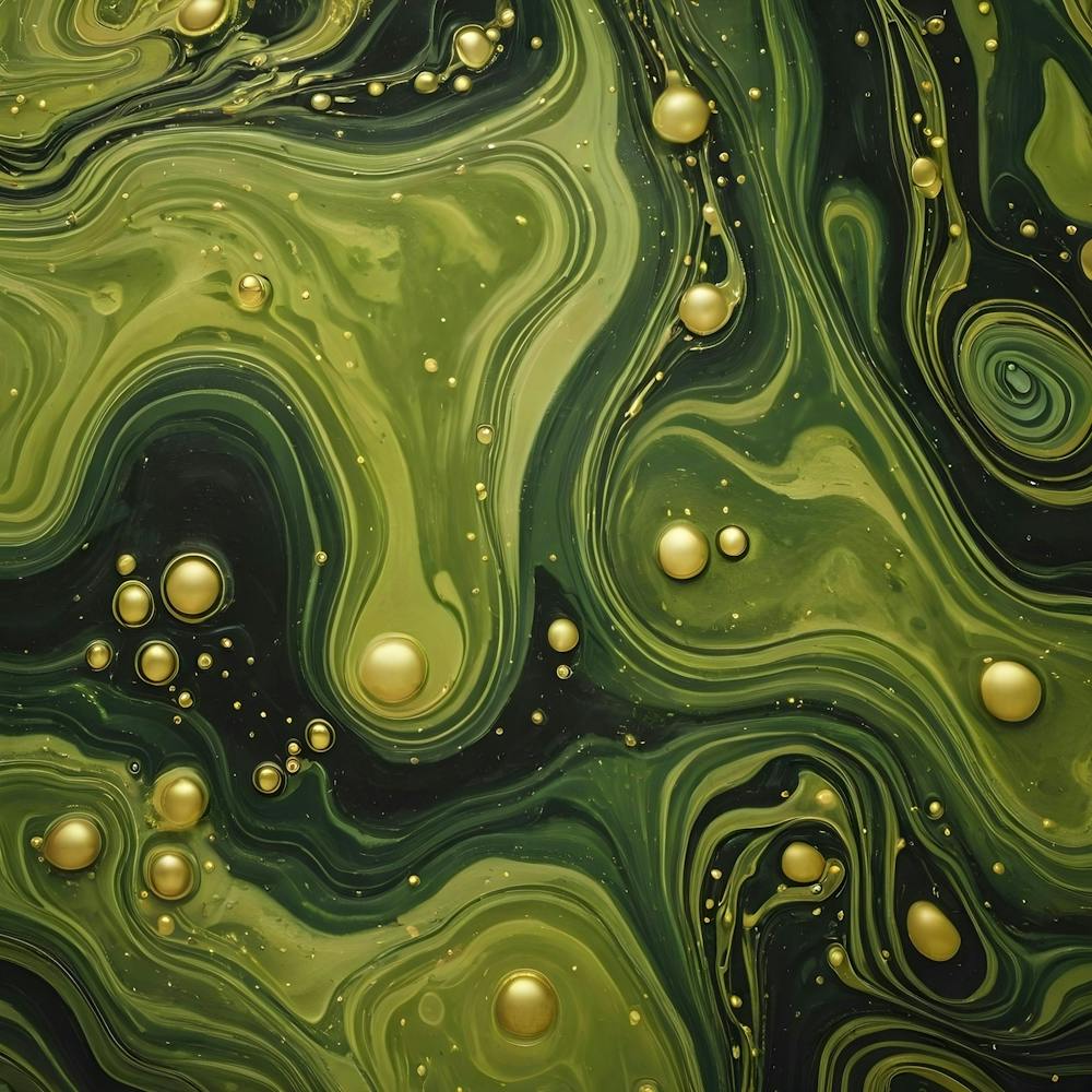 olive gold abstract wave art 22