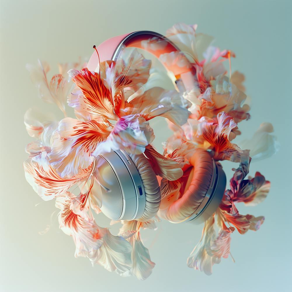 Flowers On Headphones