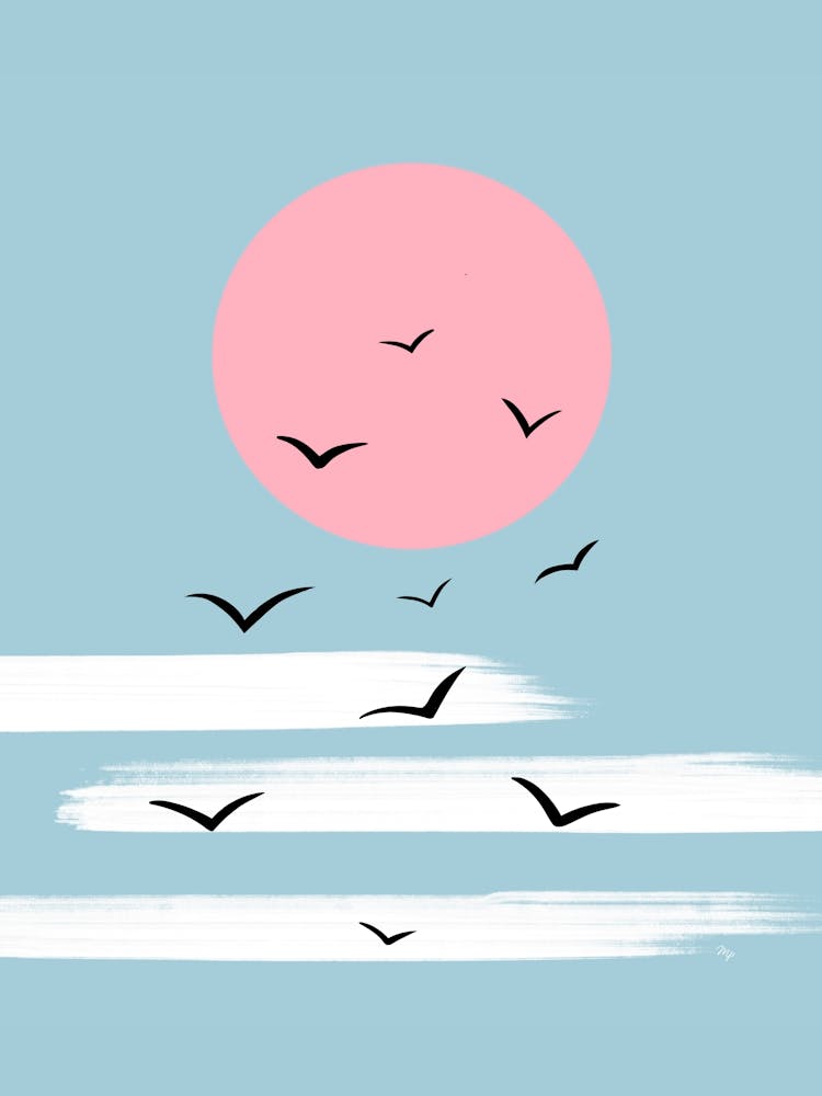 Blue Sunset Birds