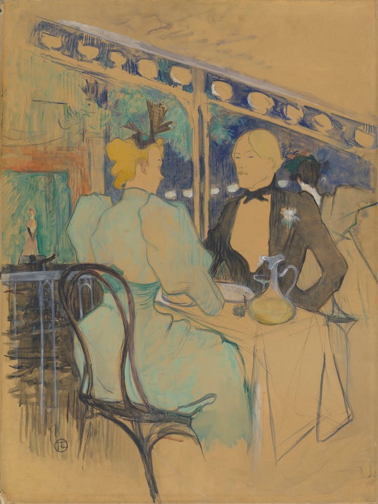 Fashionable People At Les Ambassadeurs (Aux Ambassadeurs Gens Chic), (1893), 1, Henri de Toulouse-Lautrec