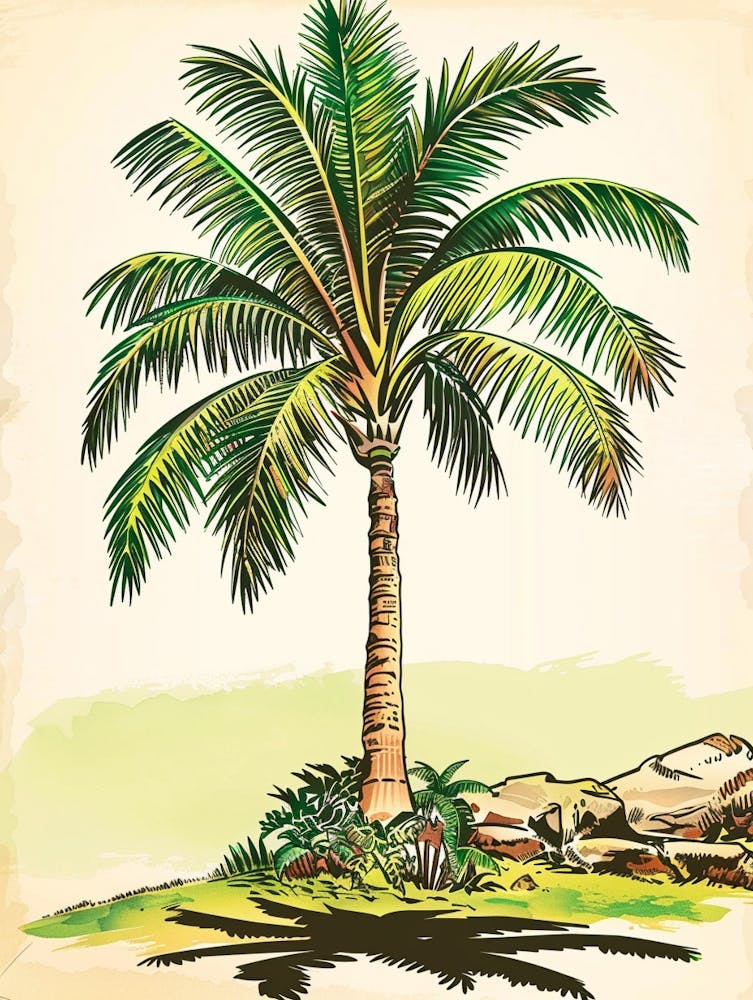 Palm Tree Storybook Illustration 1