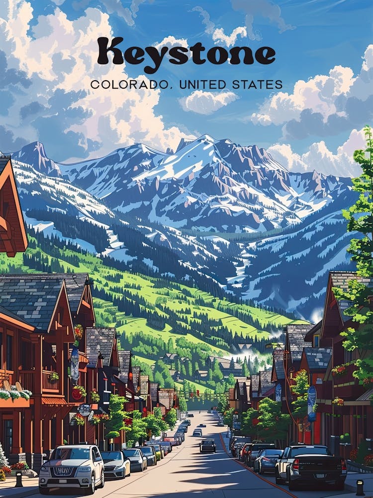 Keystone Colorado Breckenridge Travel Illustration