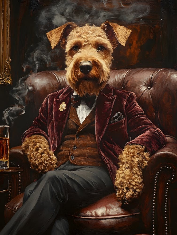 Classy Airedale At The Bar 20