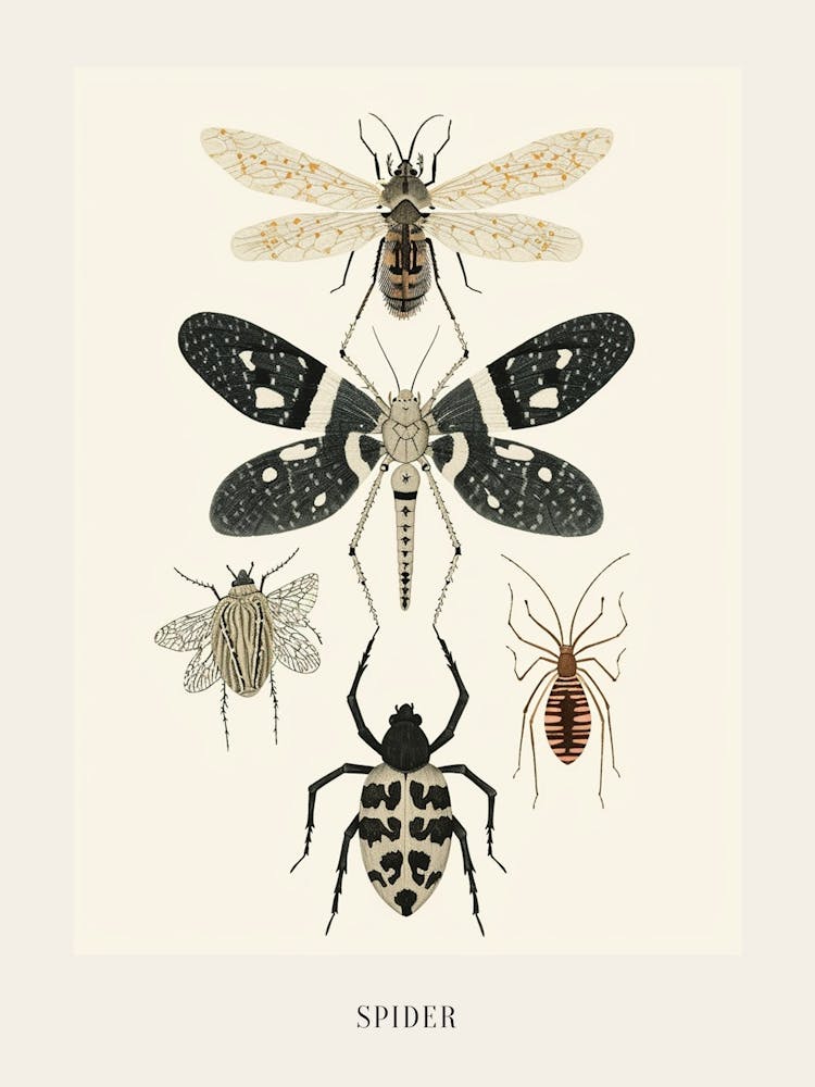Colourful Insect Illustration Spider 11 Poster