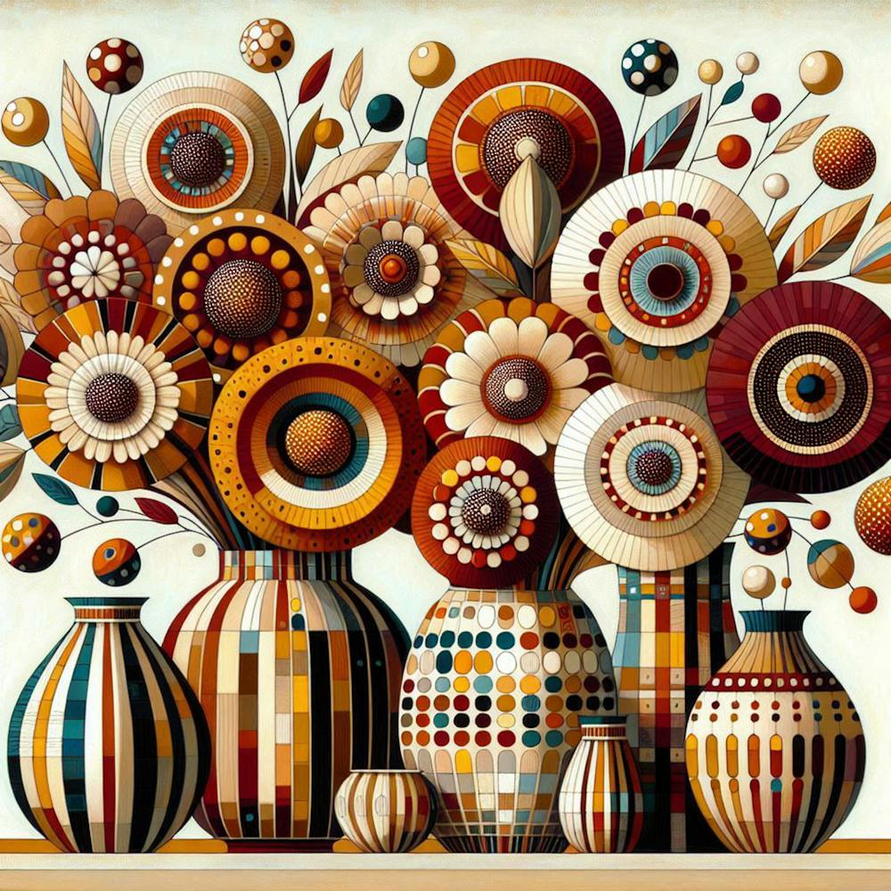 Warm Dotty Flowers In A Vase 3