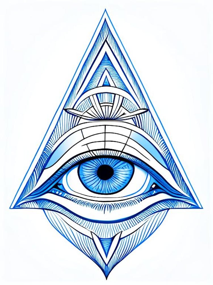 Pineal Gland, Symbol, Third Eye Blue & White 1