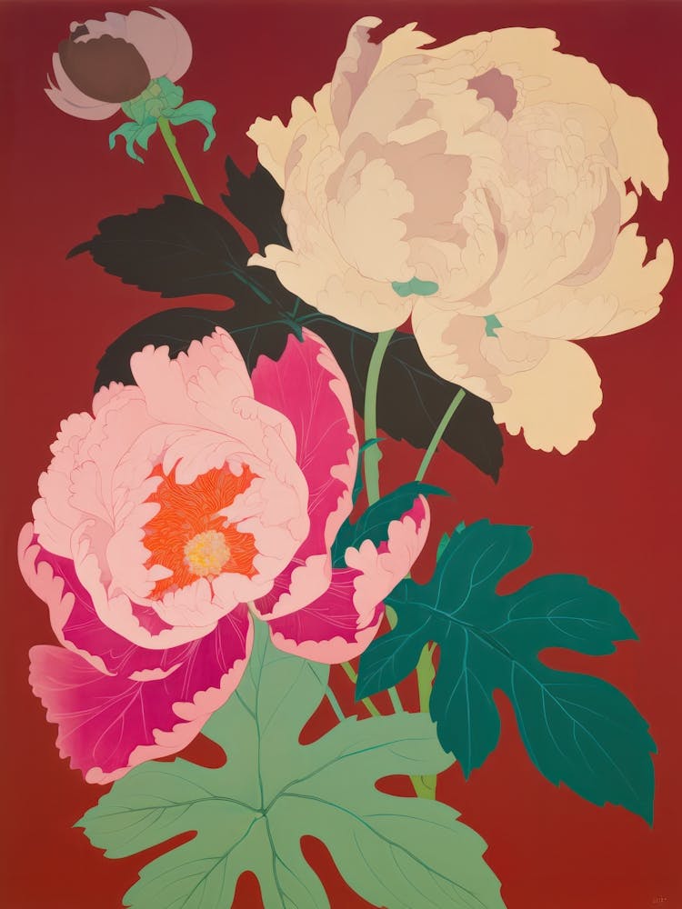 Peonies Flower Big Bold Illustration 3
