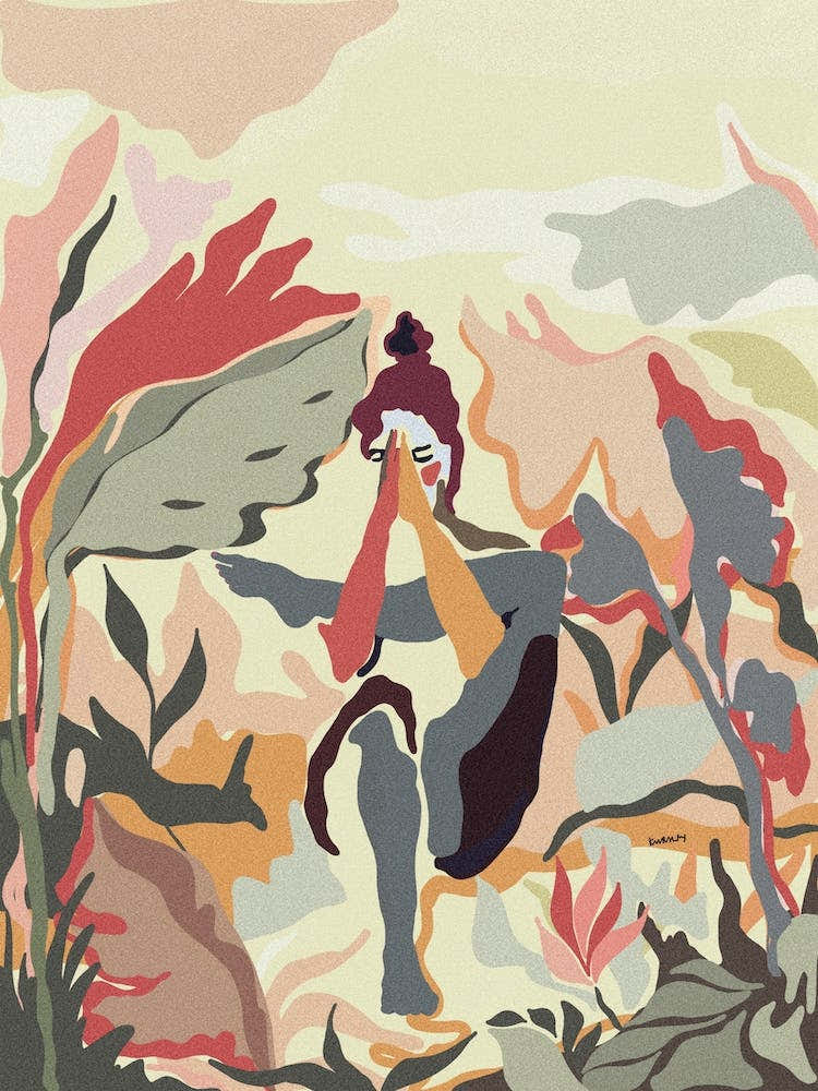 Namaste Abstract Tropical Yoga Print