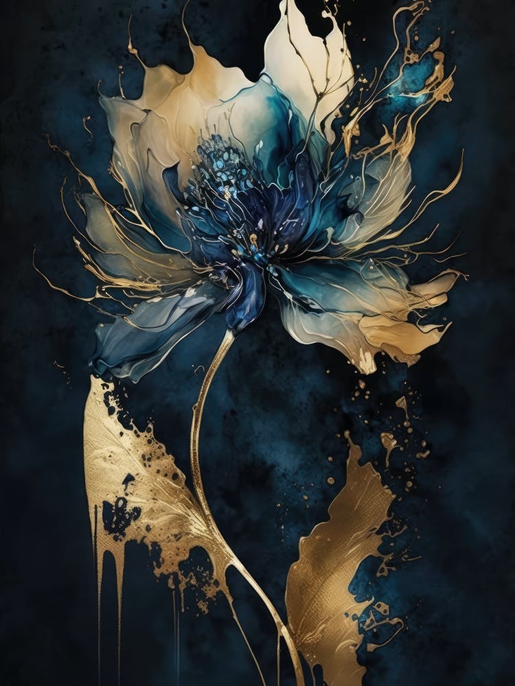Blaue Goldblume Leinwand