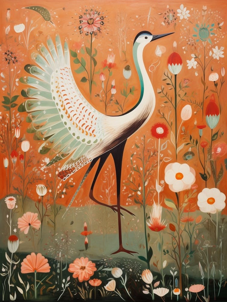 Crane 2 Detailed Bird Painting
