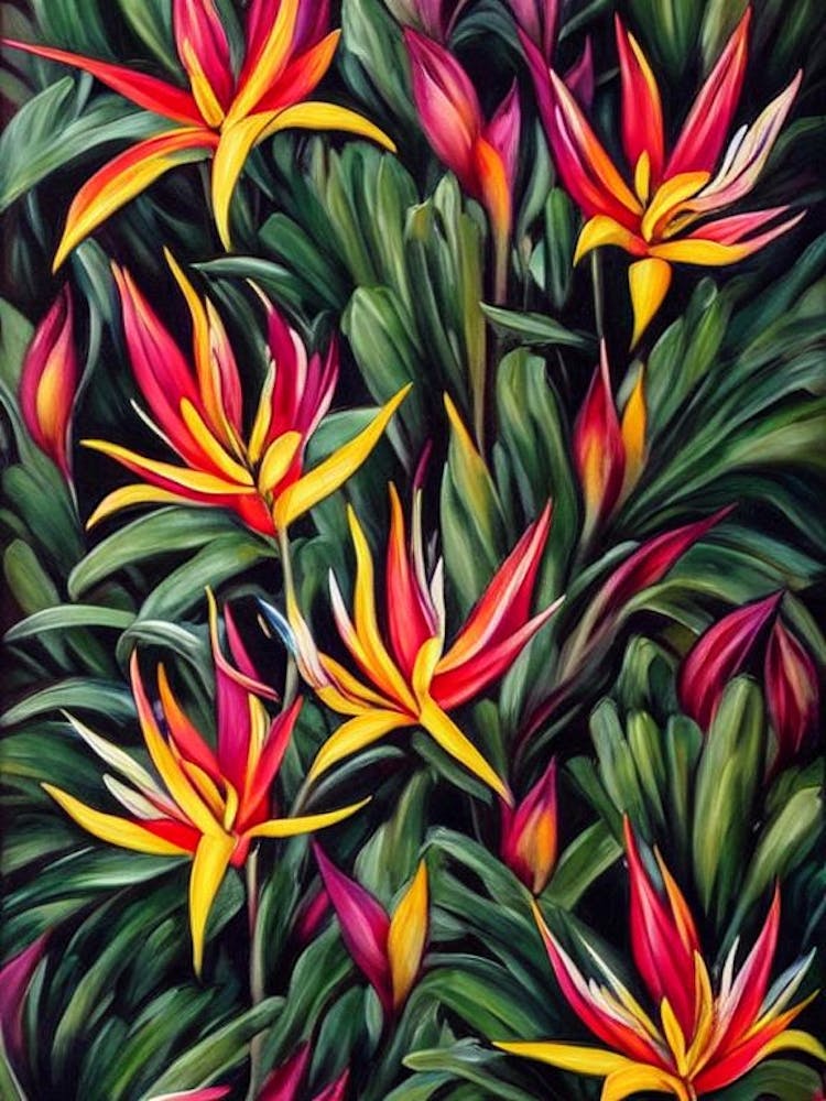 Bird Of Paradise 2 Still Life Oil Painting Flower