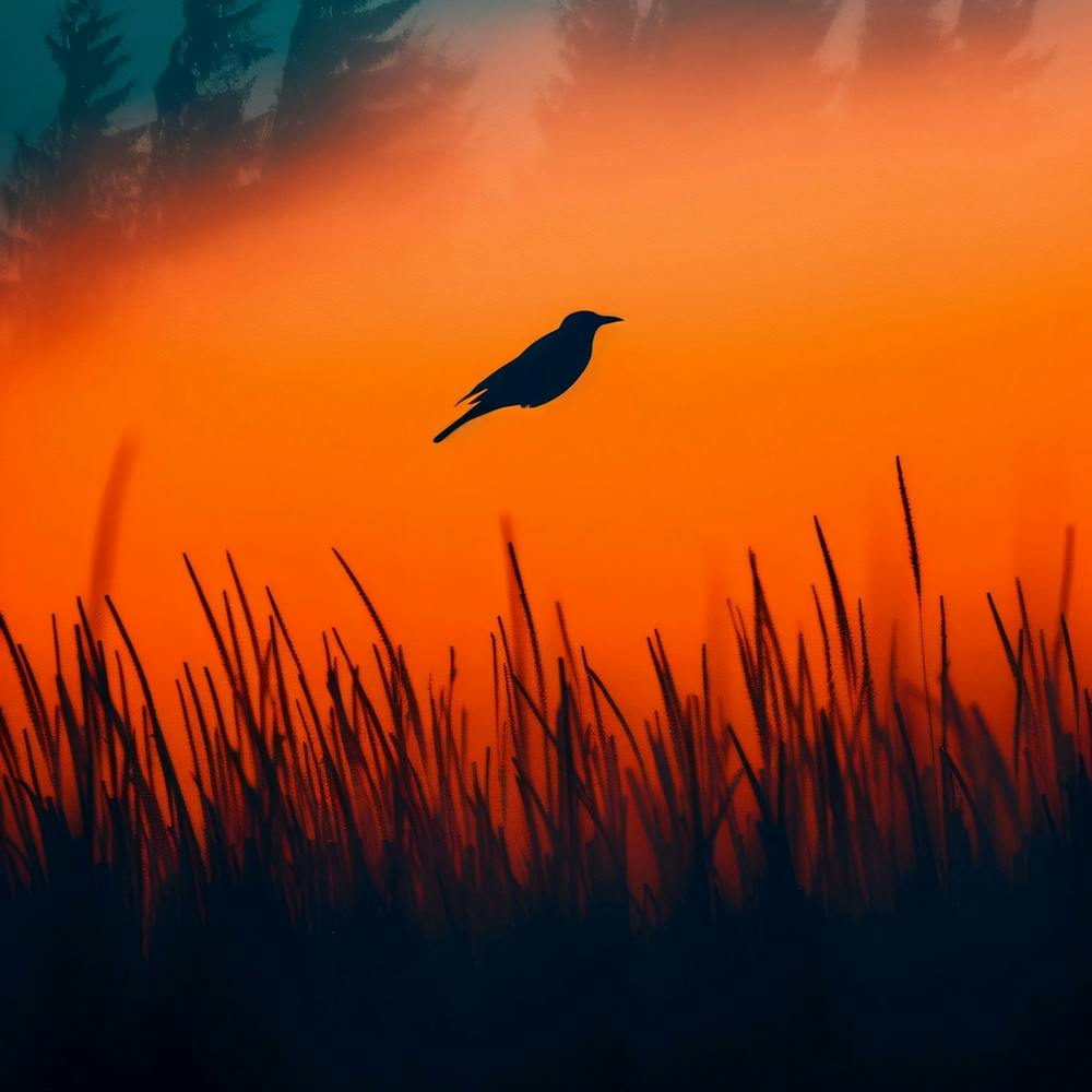 Bird In The Sky At Sunset