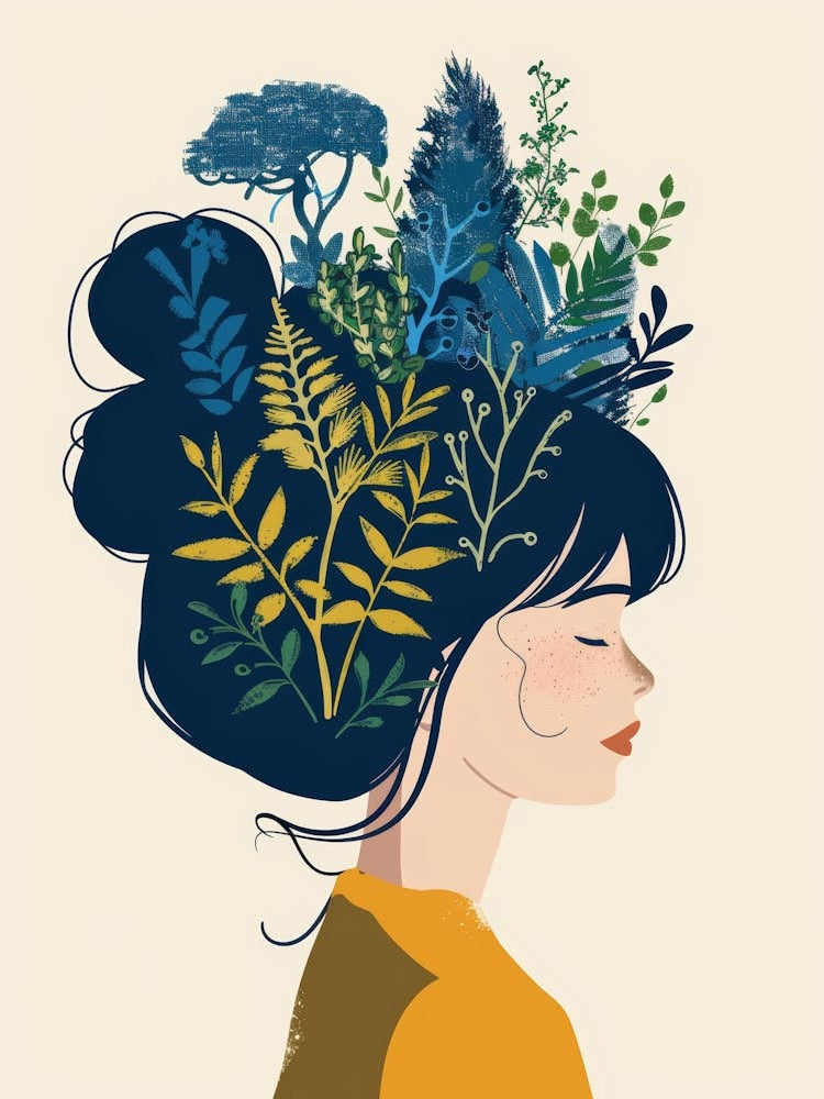 Girl With Plants In Her Head