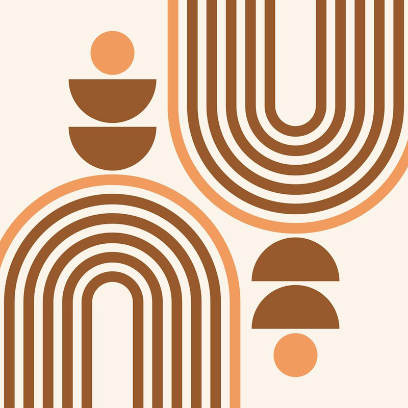 Midcentury Modern Geometric Arch Sun Abstract 1 In Terracotta Brown 02