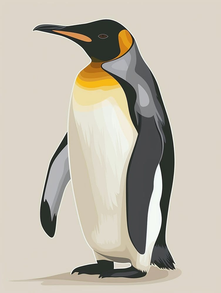 Manchot Empereur Stewart Island Ulva Island Illustration Minimaliste 2