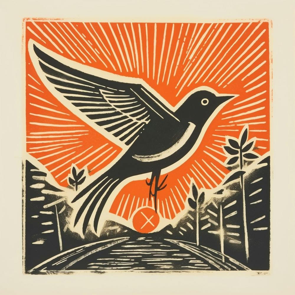 Retro Bird Lithograph Lark 1