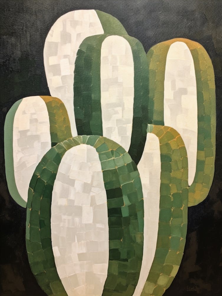 Modern Abstract Cactus Painting Mammillaria Cactus 1