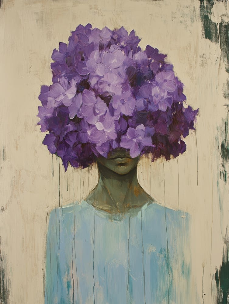 Purple Flowers On A Woman'S Head