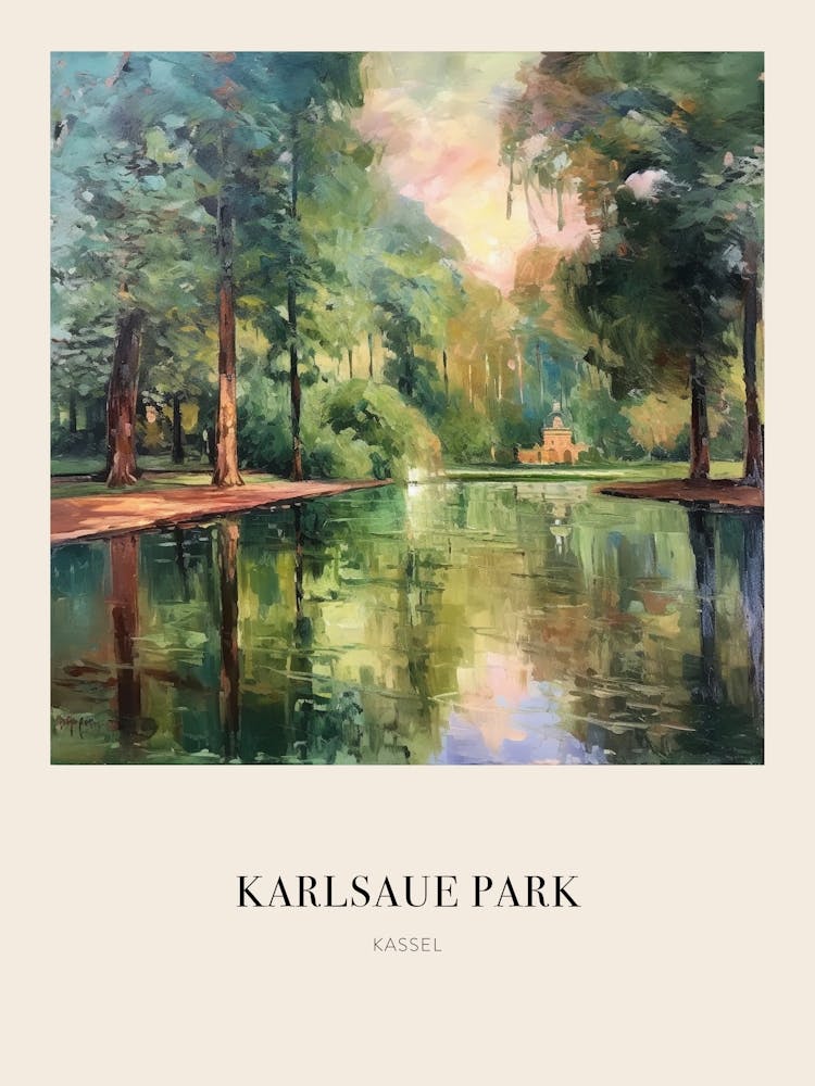 Karlsaue Park Kassel 2 Vintage Cezanne Inspired Poster