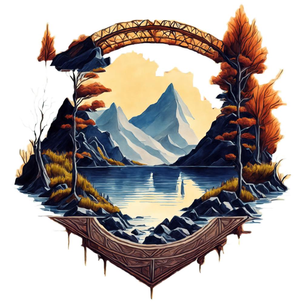 Scenic Mountain Landscape With Trees And Water