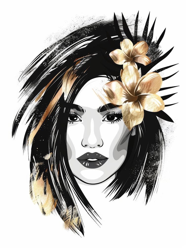 Portrait Of A Woman With Flowers 13